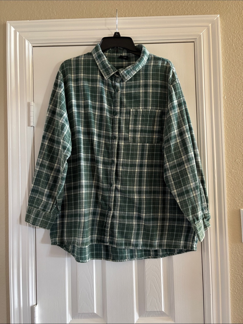 Cotton On Green Plaid Button-Down Flannel Shirt